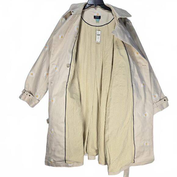 Anthropologie Maeve Daisy Embroidered Trench Coat Beige Plus Size 20W NWT - Picture 3 of 9